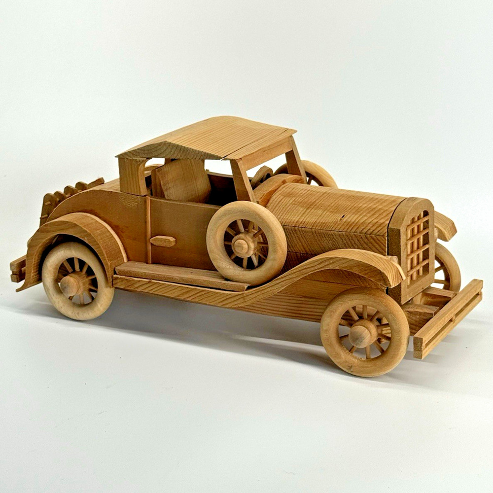 Handmade Wooden Vintage Coupe Model Car - Antique Style Wooden Car Model